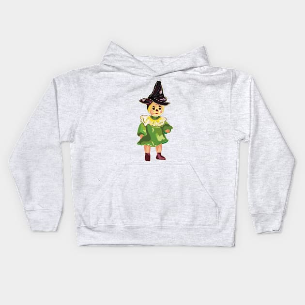 Cute little Scarecrow doll from Wizard of Oz Kids Hoodie by Peaceful Pigments